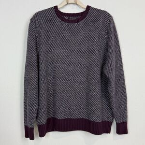 Nordstrom Wool Cashmere Blend Plum Waffle Knit Sweater L